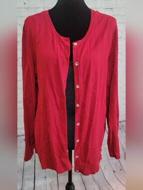Chico's Vibrant Red Knit Cardigan Size 3 (XL)
